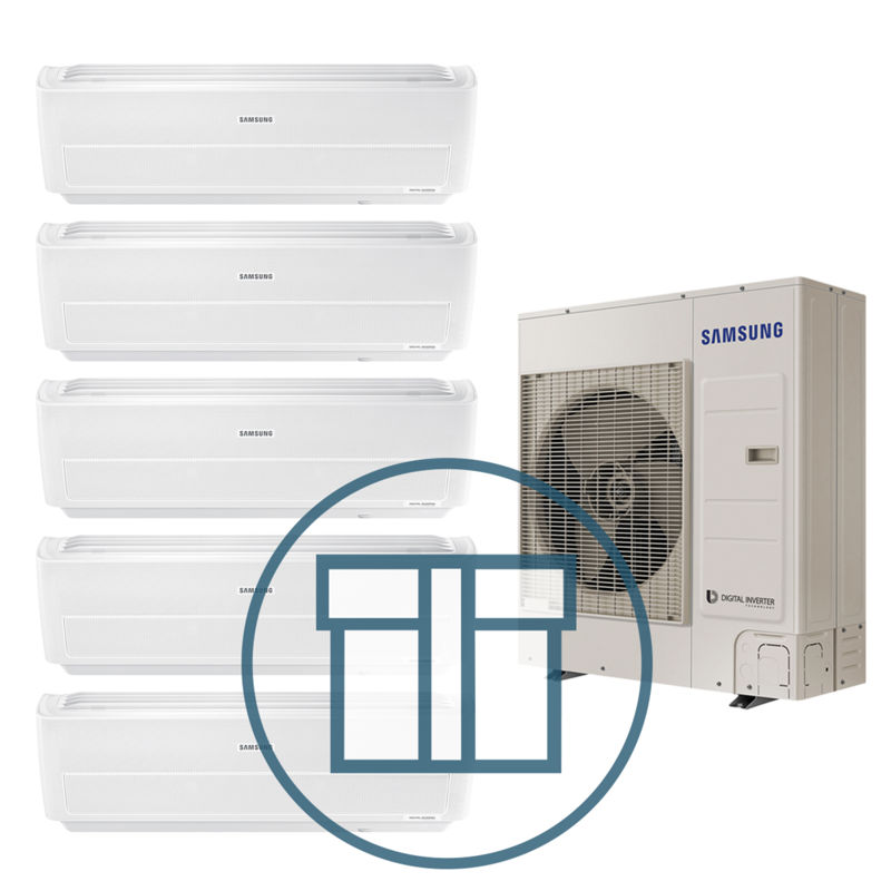 FJM 100 m/5 stk. WF High Wall 07, R410a, systempakke luft-luft varmepumpe