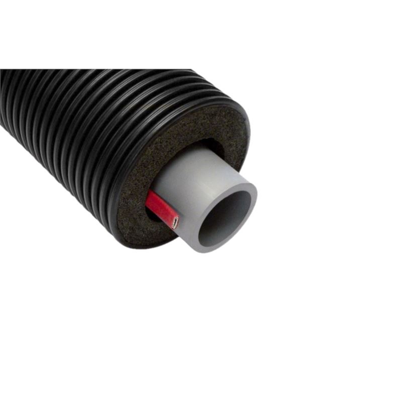 Flexalen 600 kulvertr&#248;r for tappevann, singel 25/90 mm m/ varmekabel FPC 20 W, gr&#229;, meterpriset