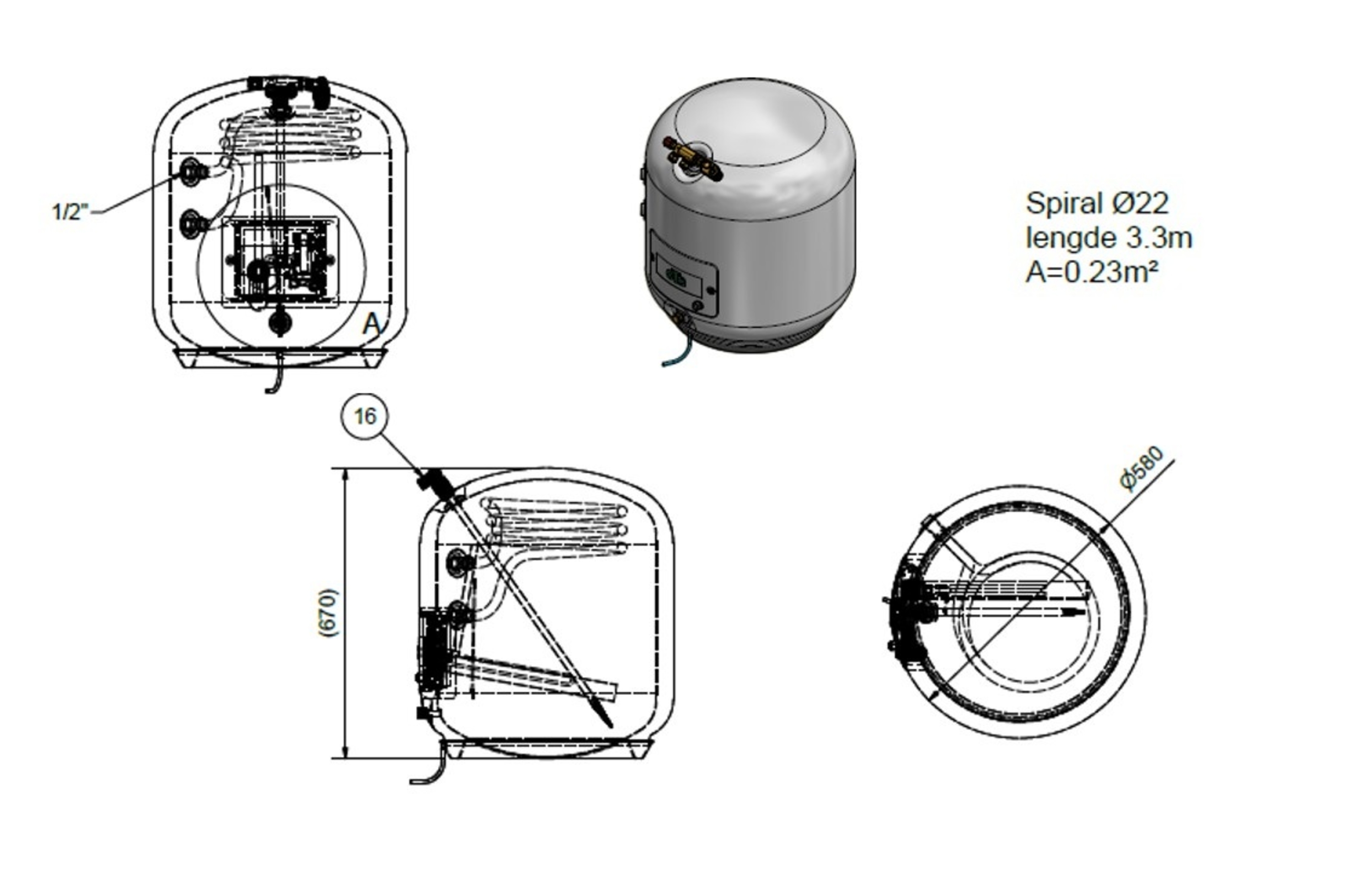 100 Heat Injection EC varmtvannsbereder, 3 kW