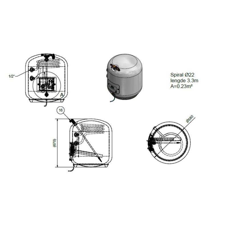 100 Heat Injection EC varmtvannsbereder, 3 kW