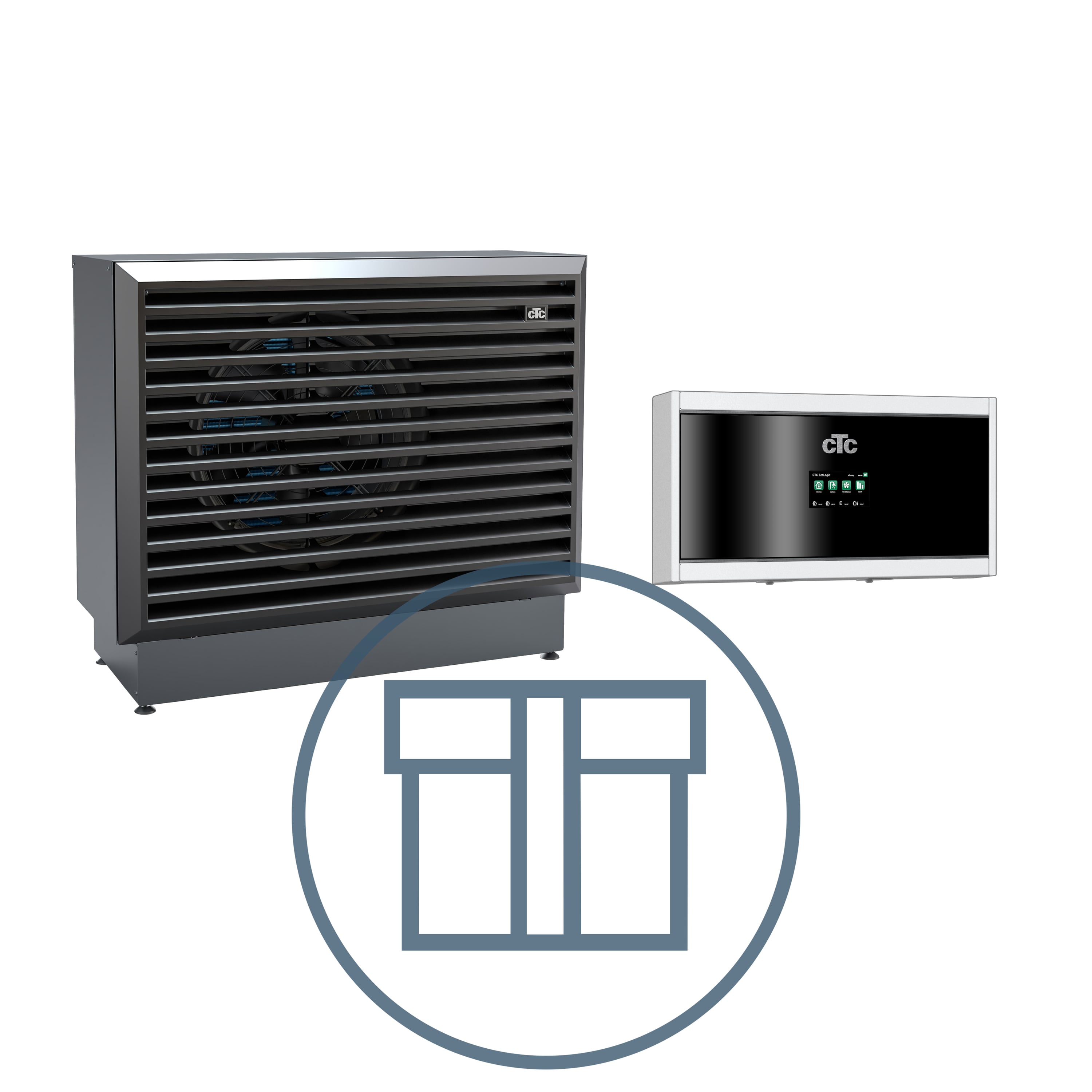 1 stk. EcoAir 720M Inverter med EcoLogic M, 3~ 400 V systempakke luft-vann varmepumpe