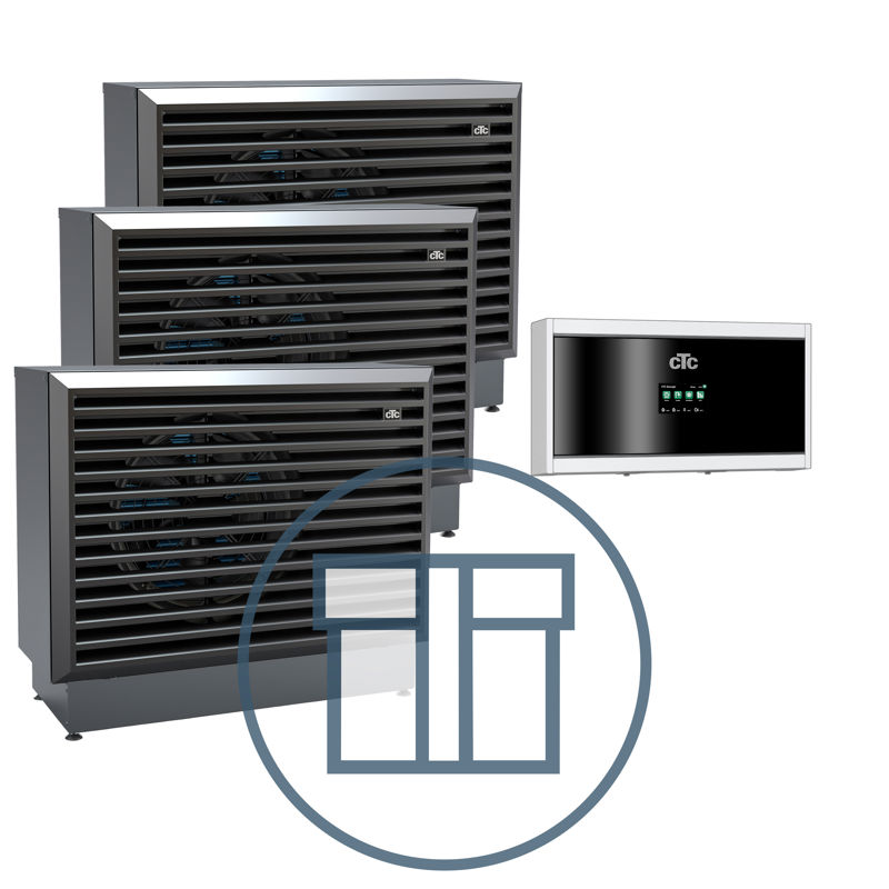 3 stk. EcoAir 720M Inverter med EcoLogic L, 3~ 400 V systempakke luft-vann varmepumpe