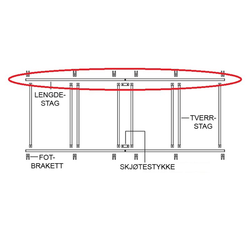Big Foot Lengdestag 1,5 m, for 50 x 50 mm module rammesystem