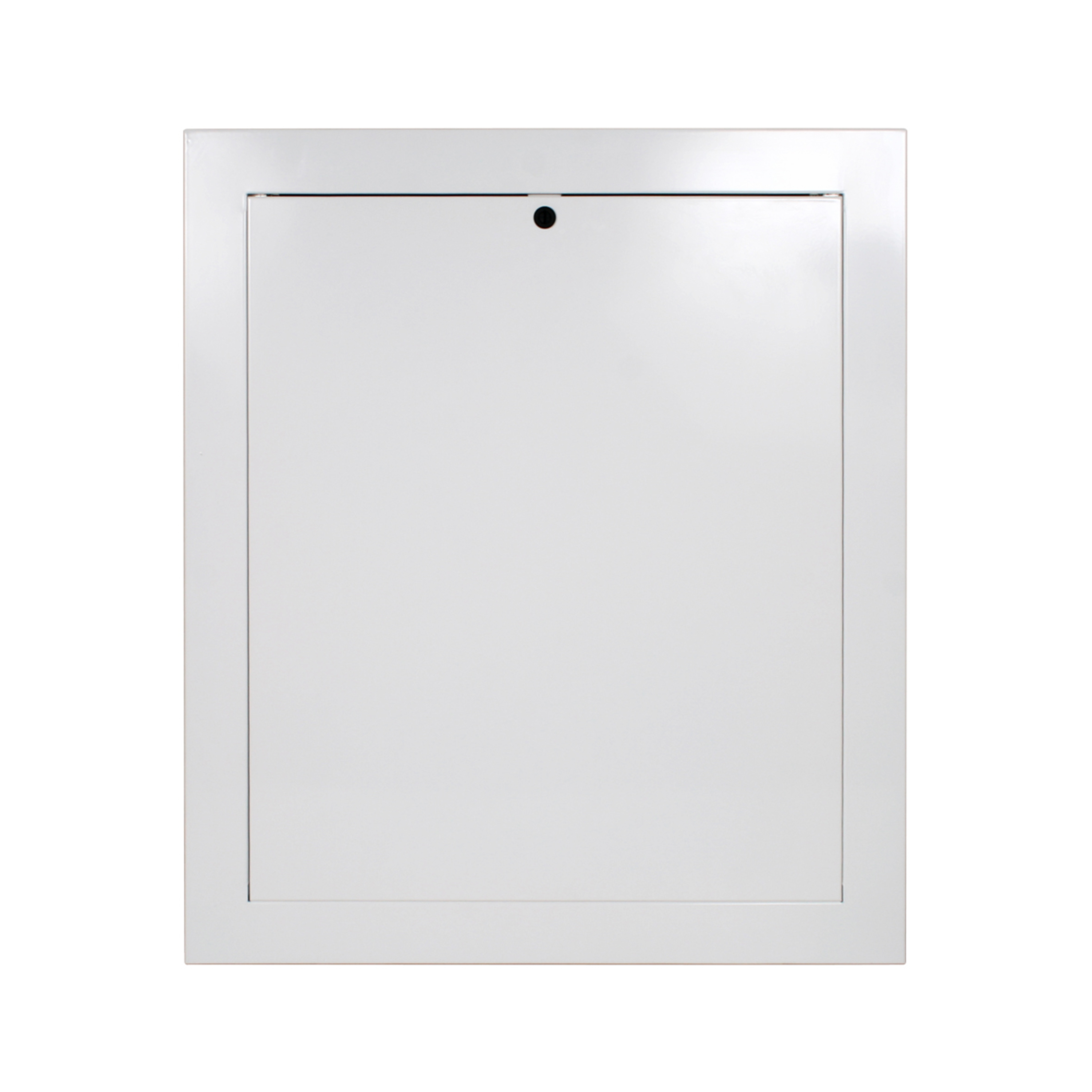 Gulvvarmeskap med rørfordeler, HxBxD 720x850x108 mm, DN25 x 10 kurser EK, m/ hvit ramme og dør m/ nø