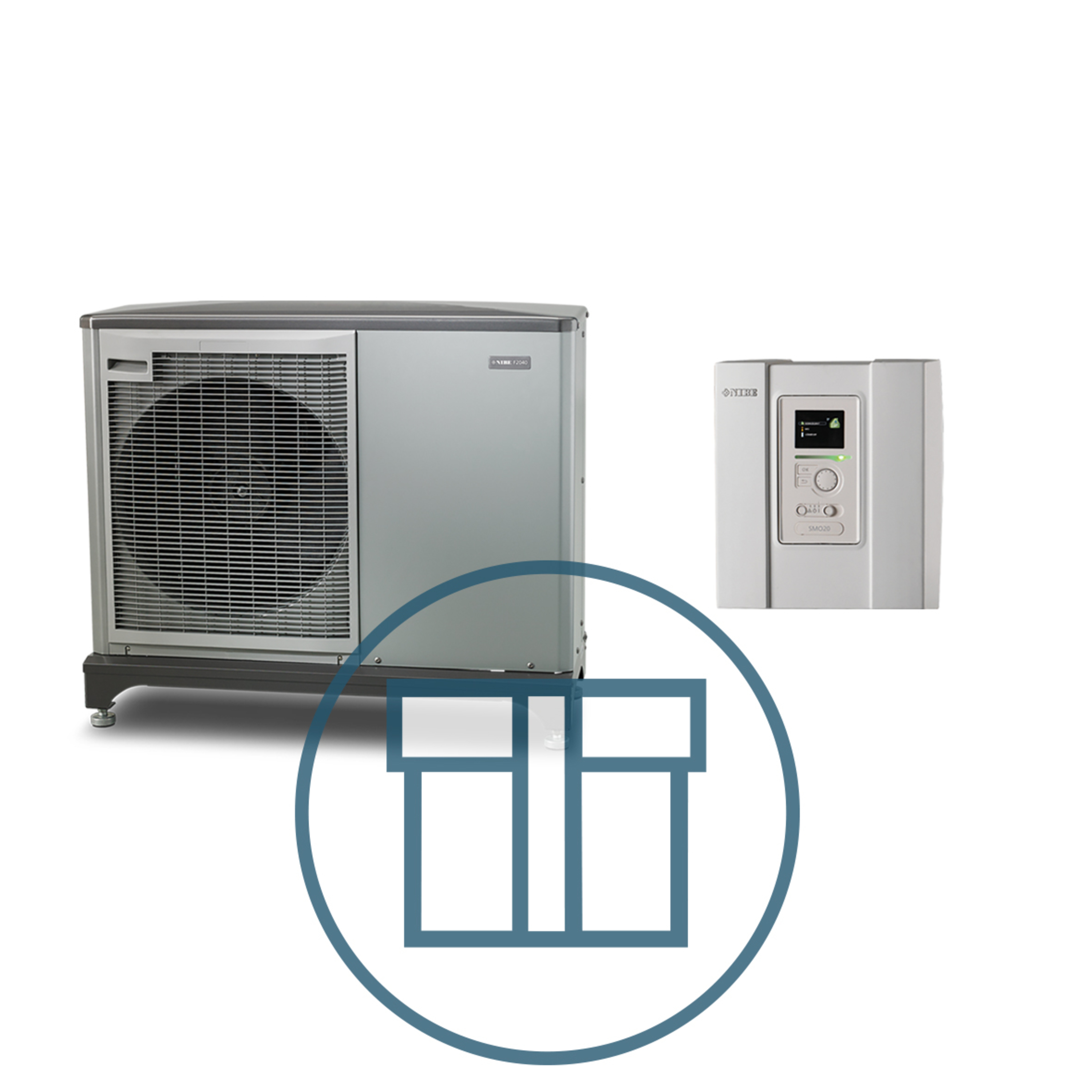 F2040-8 Inverter med SMO 20, 1~ 230 V systempakke luft-vann varmepumpe