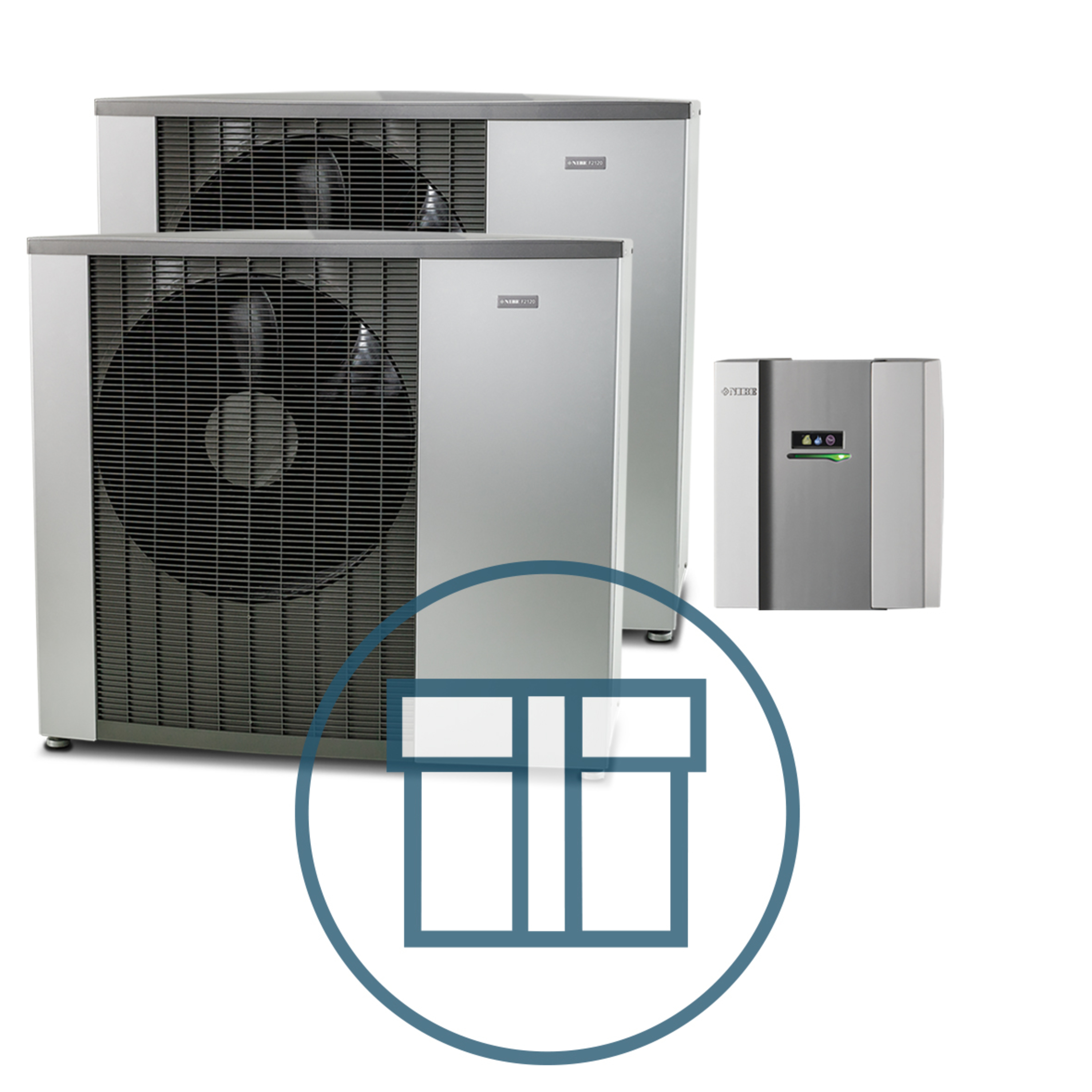 F2120-20 Inverter master/slave med SMO 40, 3~ 400 V systempakke luft-vann varmepumpe