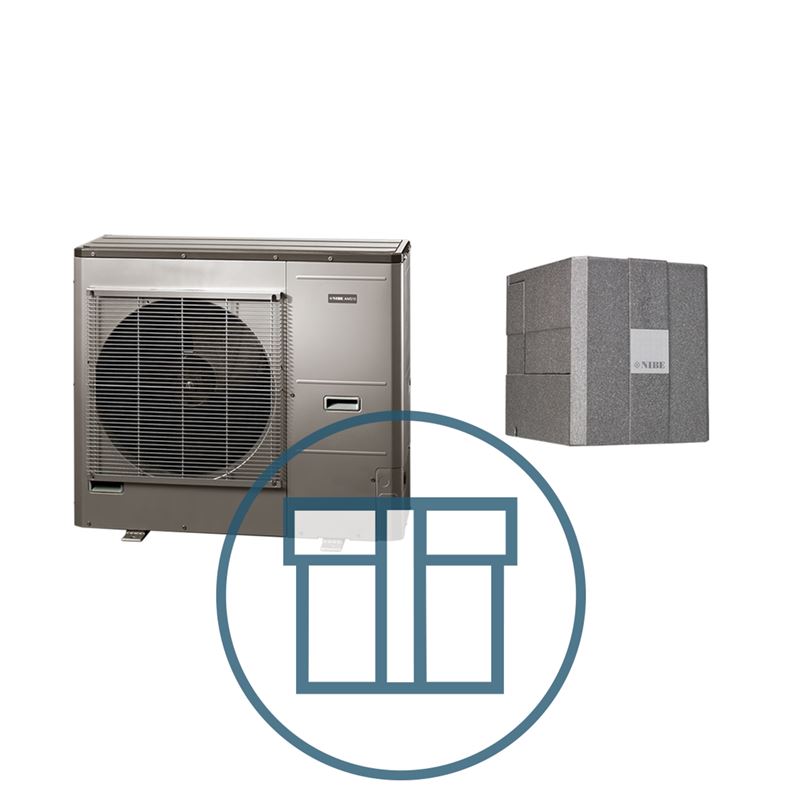 AMS 10-12 Inverter og HBS 05-12 splitt systempakke luft-vann varmepumpe