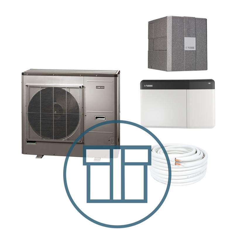 AMS 10-12 Inverter med HBS 05-12 og SMO S40, splitt systempakke luft-vann varmepumpe