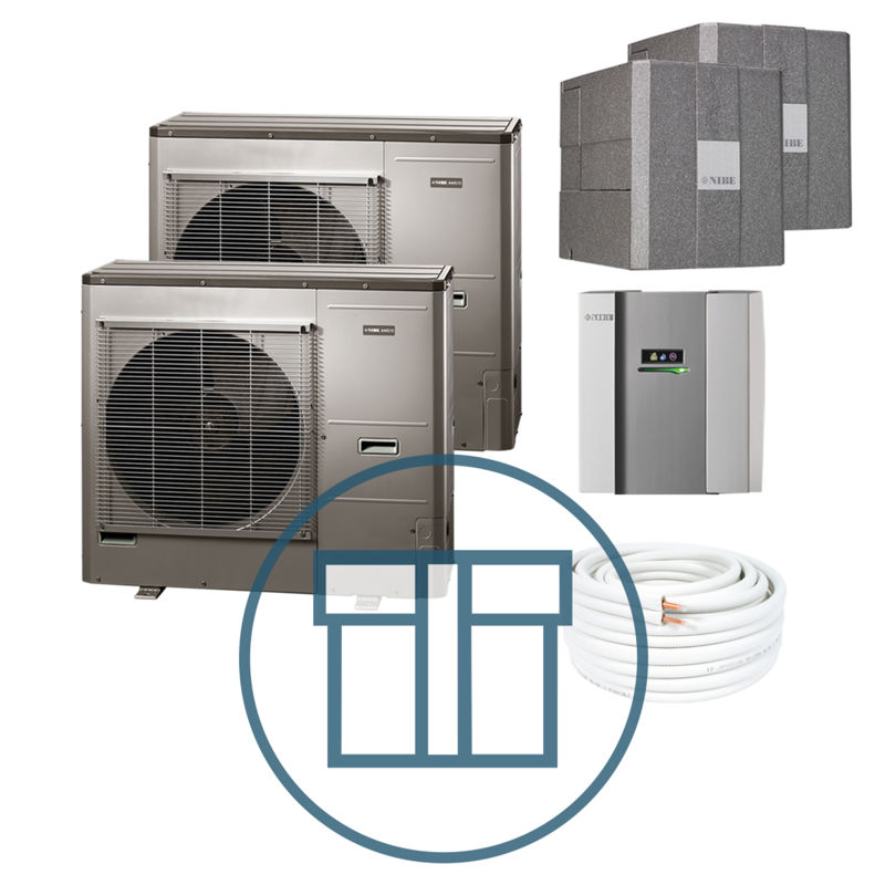 AMS 10-12 Inverter master-slave med HBS 05-12 med SMO 40, splitt systempakke luft-vann varmepumpe