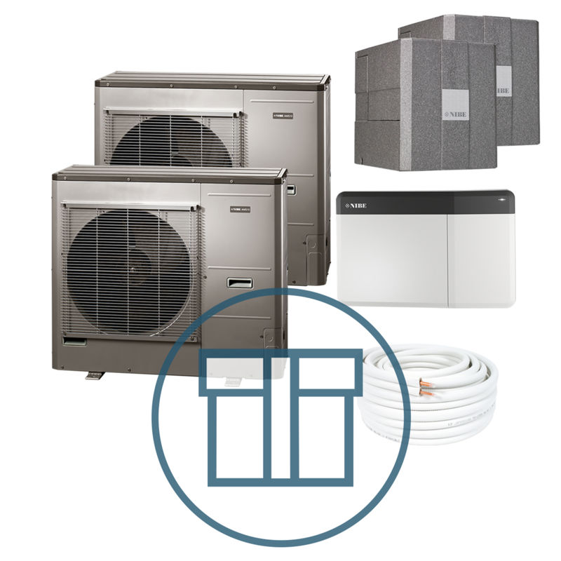 AMS 10-12 Inverter master-slave med HBS 05-12 og SMO S40, splitt systempakke luft-vann varmepumpe