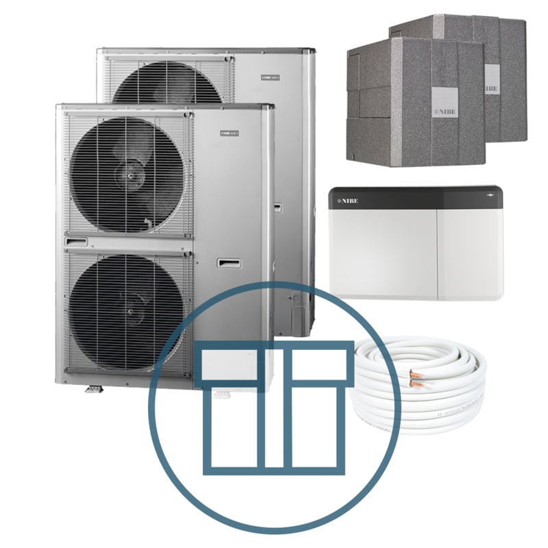 AMS 10-16 Inverter master-slave med HBS 05-16 og SMO S40, splitt systempakke luft-vann varmepumpe