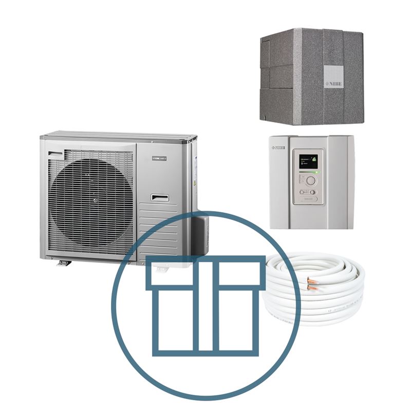 AMS 10-8 Inverter med HBS 05-12 og SMO 20, splitt systempakke luft-vann varmepumpe