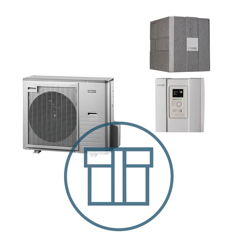 AMS 10-8 Inverter med HBS 05-12 og SMO 20, splitt systempakke luft-vann varmepumpe