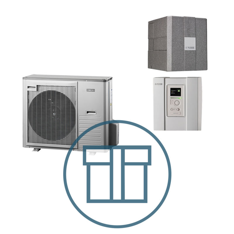 AMS 10-8 Inverter med HBS 05-12 og SMO 20, splitt systempakke luft-vann varmepumpe