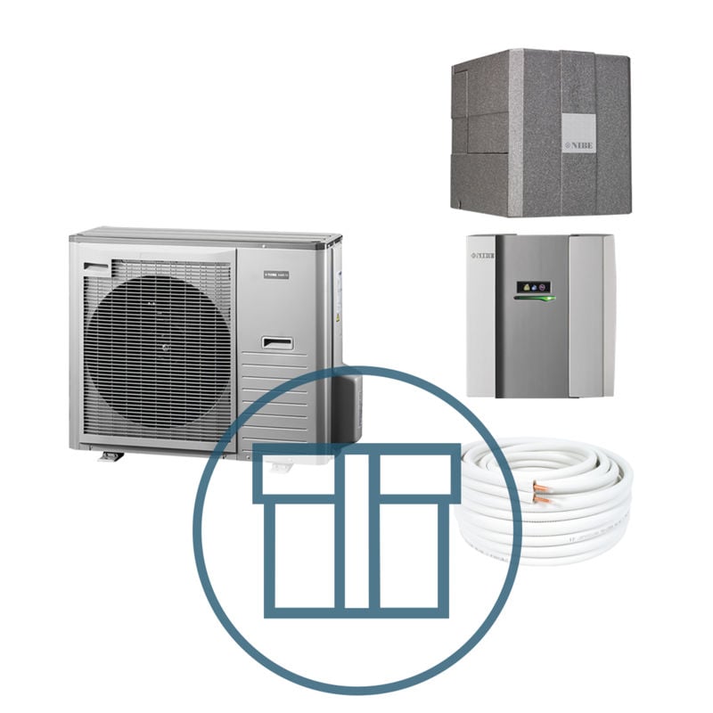 AMS 10-8 Inverter med HBS 05-12 og SMO 40, splitt systempakke luft-vann varmepumpe