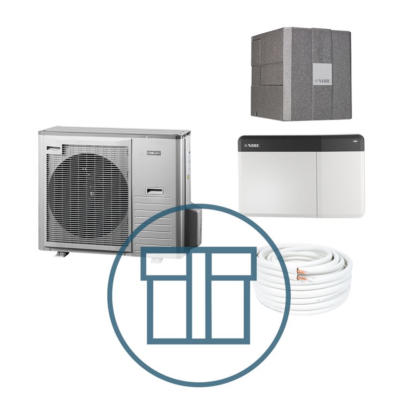 AMS 10-8 Inverter med HBS 05-12 og SMO S40, splitt systempakke luft-vann varmepumpe