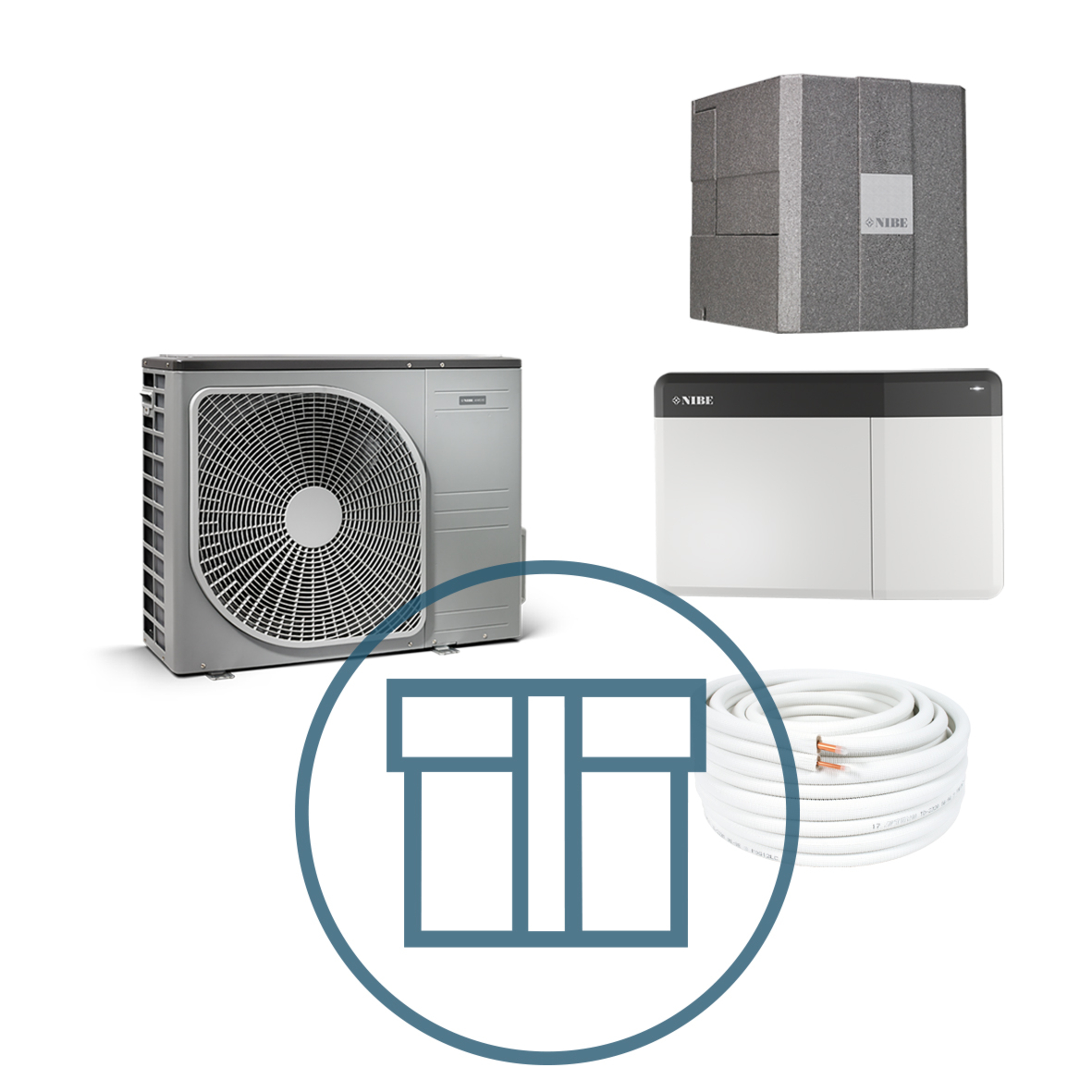 AMS 20-6 Inverter med HBS 20-6 og SMO S40, splitt systempakke luft-vann varmepumpe med R32