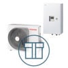 ESTIA 4 kW luft-vann splitt varmepumpe m/ 1~ 230 V hydroboks innedel med 6 kW el.kolbe
