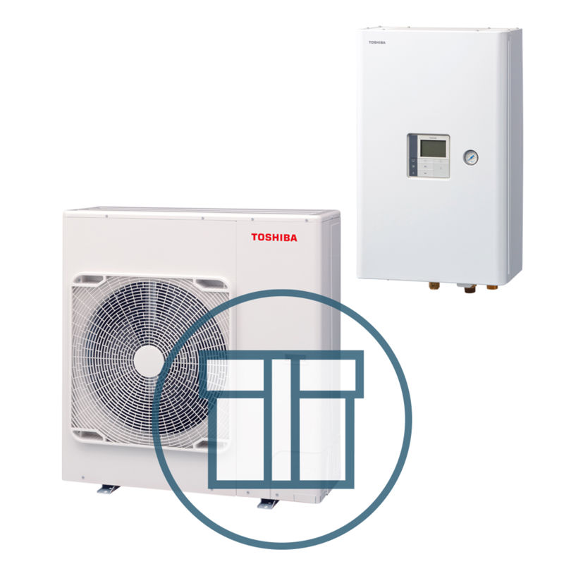 ESTIA 11 kW luft-vann splitt varmepumpe m/ 3~ 400 V hydroboks innedel med 9 kW el.kolbe