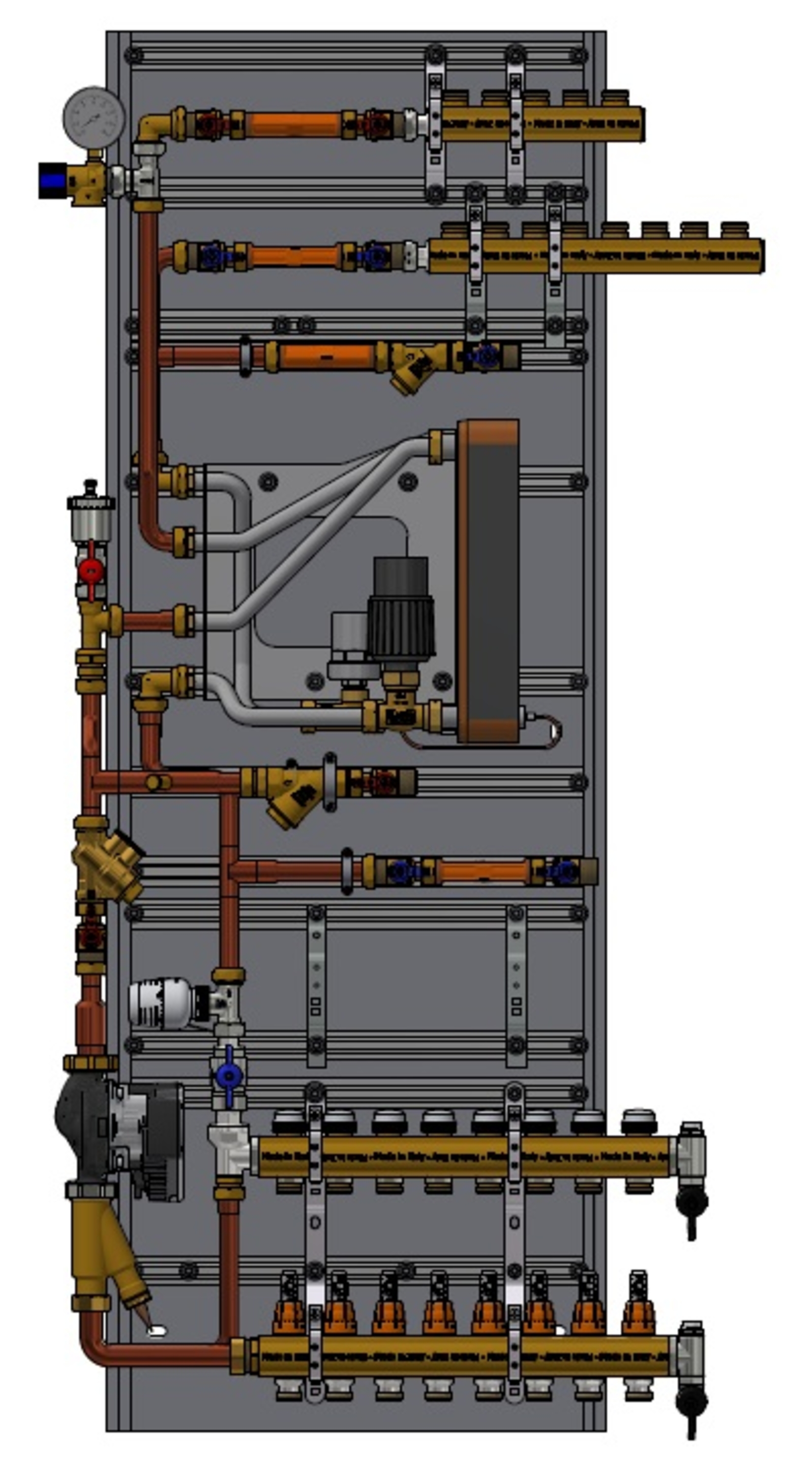 Teknisk modul A21, 3-rørs m/ sirkulasjonspumpe, 8 GV, 0 R, 8 KV, 5 VV, venstre