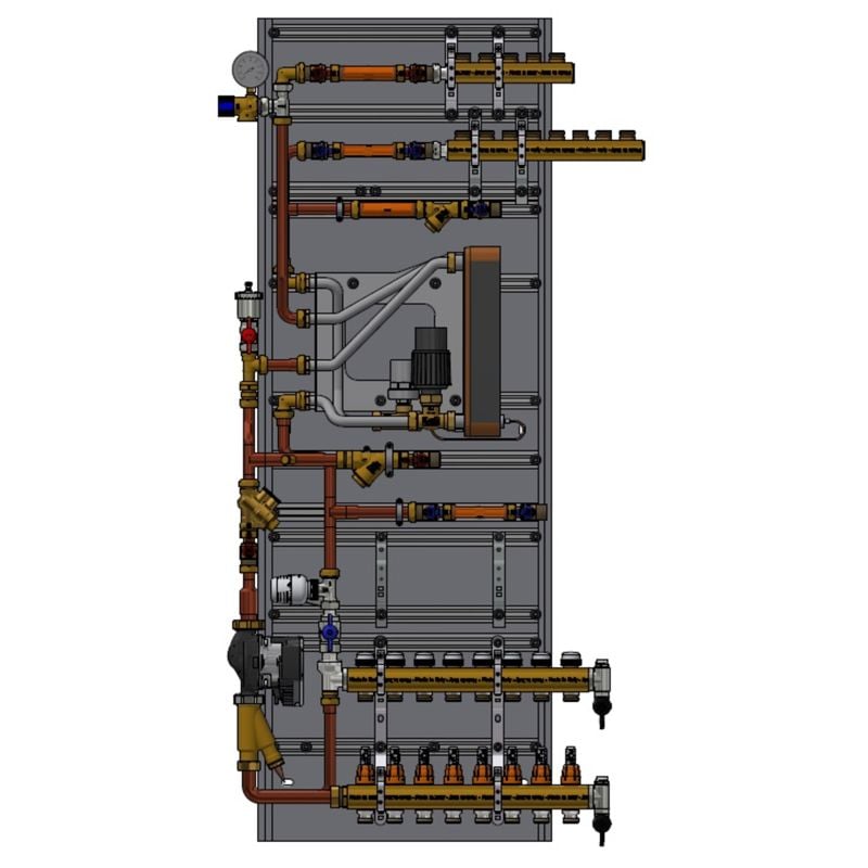Teknisk modul A21, 3-rørs m/ sirkulasjonspumpe, 8 GV, 0 R, 8 KV, 5 VV, venstre